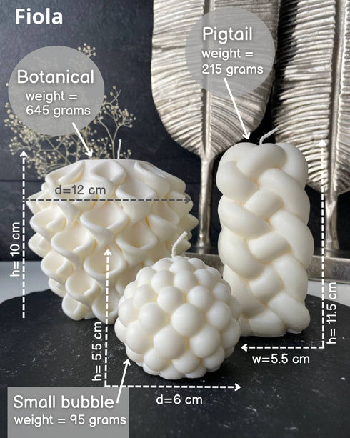 Decorative candle Set of 3 Bubbles, Unscented candle, Modern candles, Sculpture candle