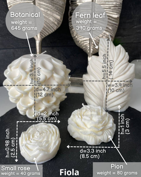 Modern candles Set of 4, Soy candles Flowers, Gift ideas, Sculpture candles