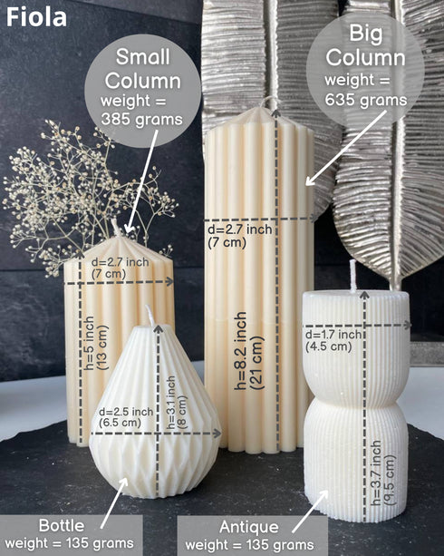 Handmade candle Set of 4, Sculpture candles Column, Minimalist candles