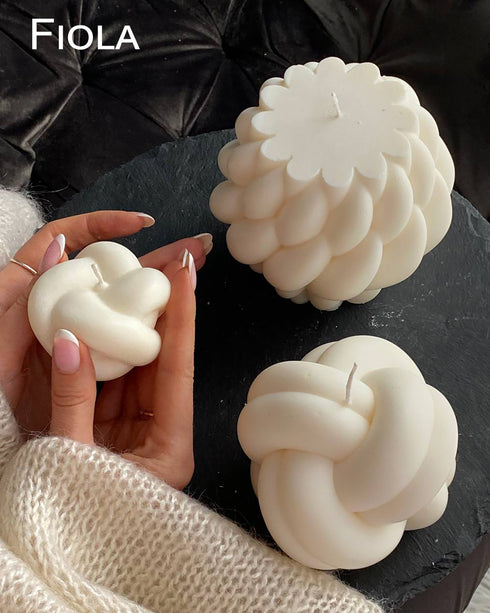 Soy candles Set of 4, Sculpture candles Knitted, Gift ideas, Decorative candles